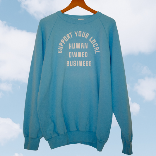 blue crewneck